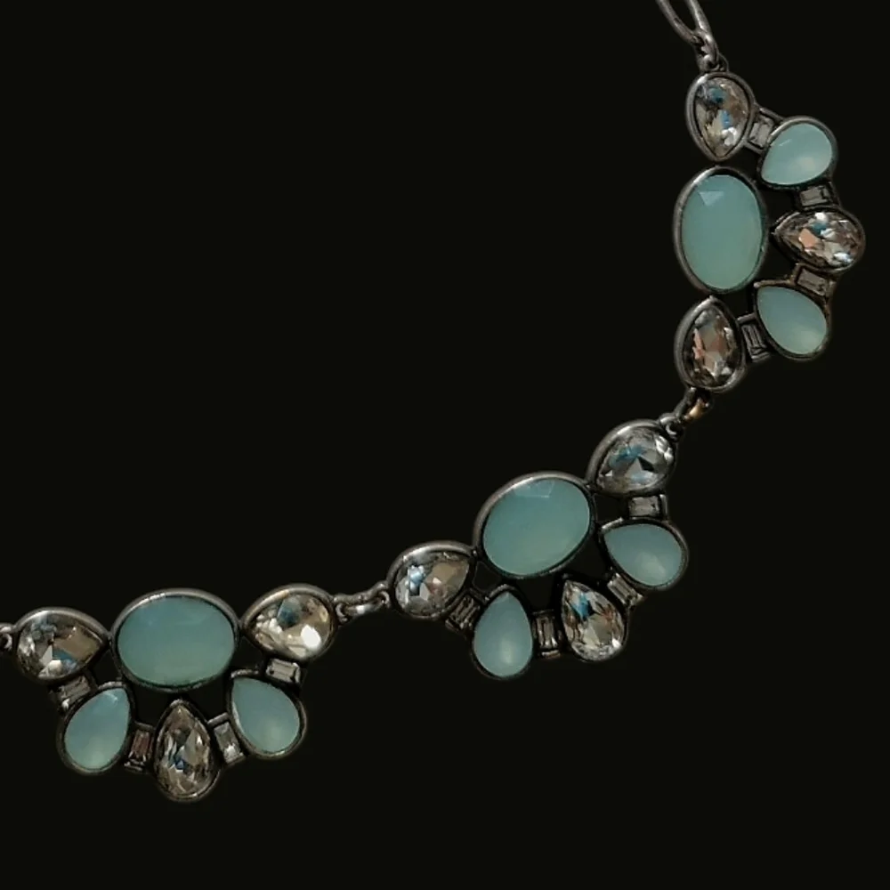 J. Crew Necklace Silver Blue White Cristals